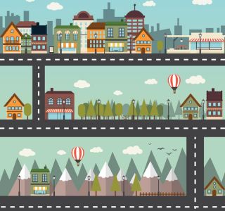 Modern cityscape flat vector design