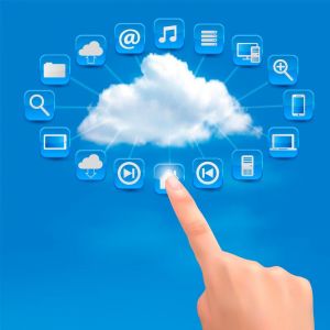 Social media in cloud vector template