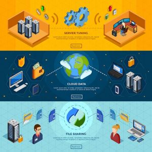 Datacenter Isometric Horizontal Banners,Datacenter Isometric Horizontal Banners