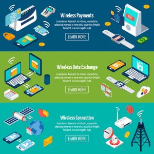 1002 Wireless technologies isometric banner set