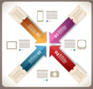 Colored paper tags infographics vector