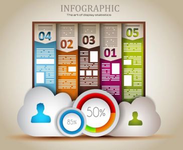 Colored paper tags infographics vector