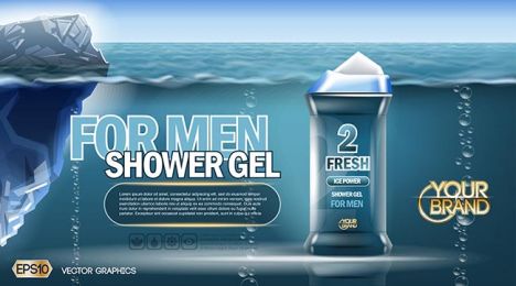 Digital vector blue shower gel for men mockup