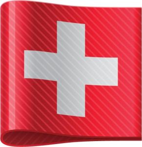 Swiss vector flag label