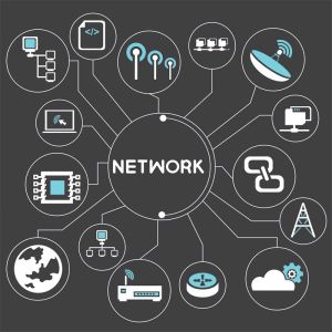 Creative network with flat icons template