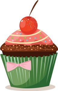 Delicious cupcakes with sprinkles vector