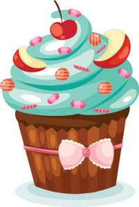 Delicious cupcakes with sprinkles vector