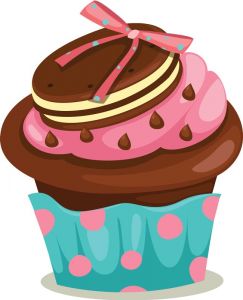 Delicious cupcakes with sprinkles vector