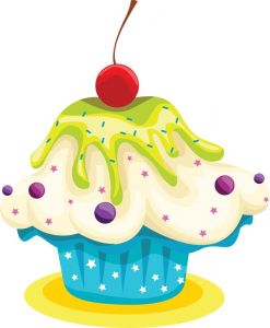 Delicious cupcakes with sprinkles vector