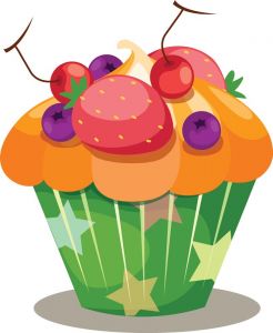 Delicious cupcakes with sprinkles vector