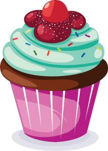 Delicious cupcakes with sprinkles vector