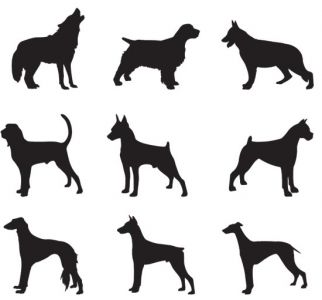 Dog silhouettes shapes vector