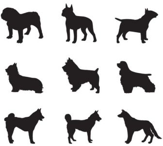 Dog silhouettes shapes vector