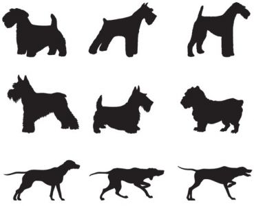 Dog silhouettes shapes vector