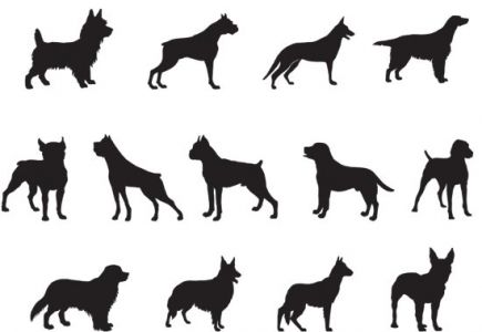 Dog silhouettes shapes vector