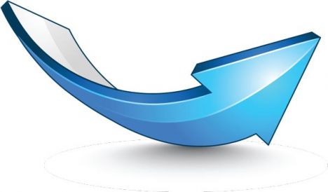 Dynamic 3D blue arrows vector