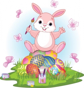 Easter bunny and eggs vector cartoon