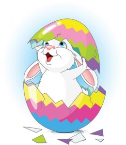 Easter bunny and eggs vector cartoon