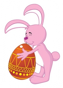 Easter bunny and eggs vector cartoon