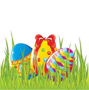 Easter cartoon vectors with colored eggs