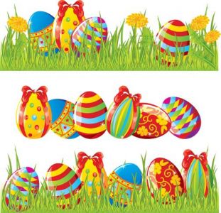 Colored cartoon easter eggs