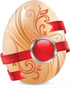 Pink Easter eggs vector with red sticker