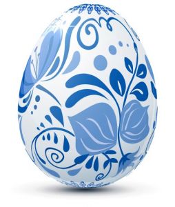 Blue painted Easter egg vector