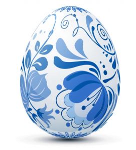 Blue painted Easter egg vector