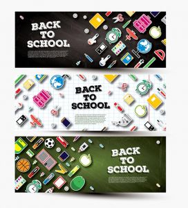 Back To School Banner Set with School Supplies.