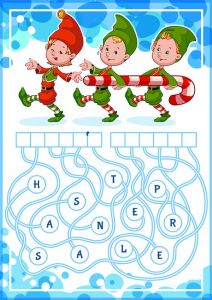 Educational puzzle game with christmas gnomes.