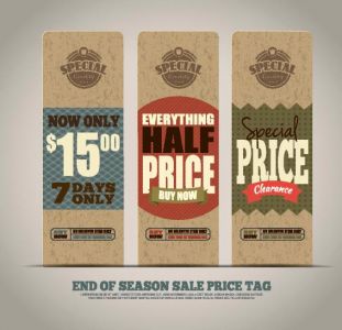 End of season sales price tags vector