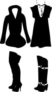 Fashion clothes and accessories silhouettes vector