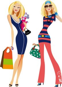 Fashion girls at shopping vectors