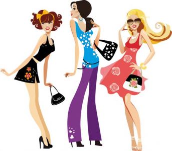 Fashion girls at shopping vectors