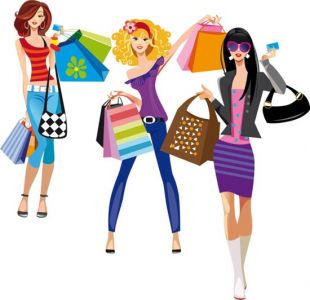 Fashion girls at shopping vectors