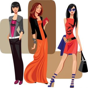 Fashion girls with bags vector