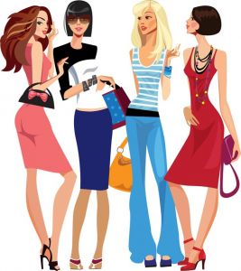 Fashion girls with bags vector