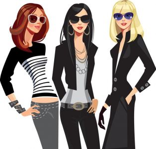 Fashion girls with bags vector