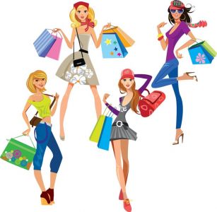 Fashion girls with bags vector