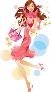 Fashion girls with bags vector