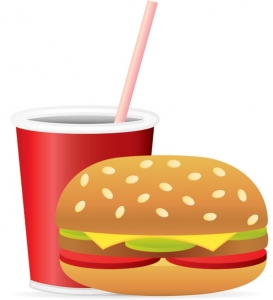 Fast food vector hamburger with soda