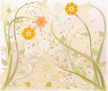 Flowers with leafs vector pattern
