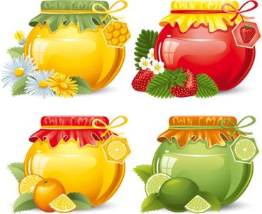 Food jars and seasoning supplies vectors