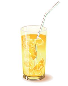 Fruit juice on cups vectors
