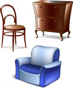 Furniture bedroom vector objects