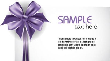 Gift cards with purple bows vectors