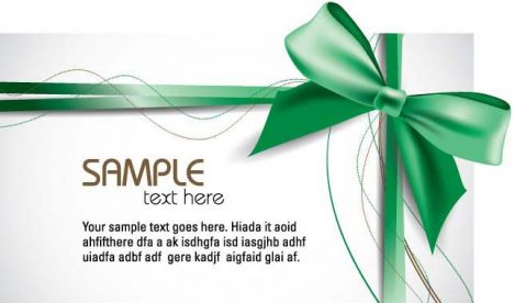 Gift cards with green bows vectors