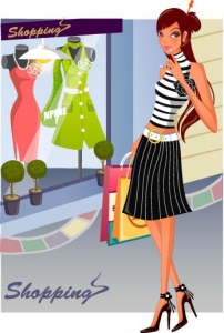 Girl at shopping vector