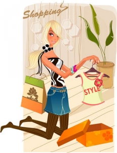 Girl at shopping vector