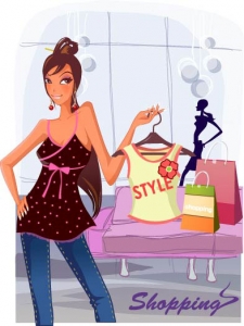 Girl at shopping vector